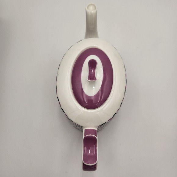 Jameson & Tailor 6-Cup Porcelain (Vegan) White/Lavender/Black Tea Pot w/Lid Box - Picture 5 of 12